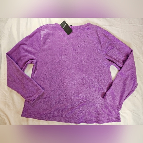 NWT Just Love Womens Purple Fuzzy Long Sleeve V-neck Pajama Top Size Large - Picture 7 of 9